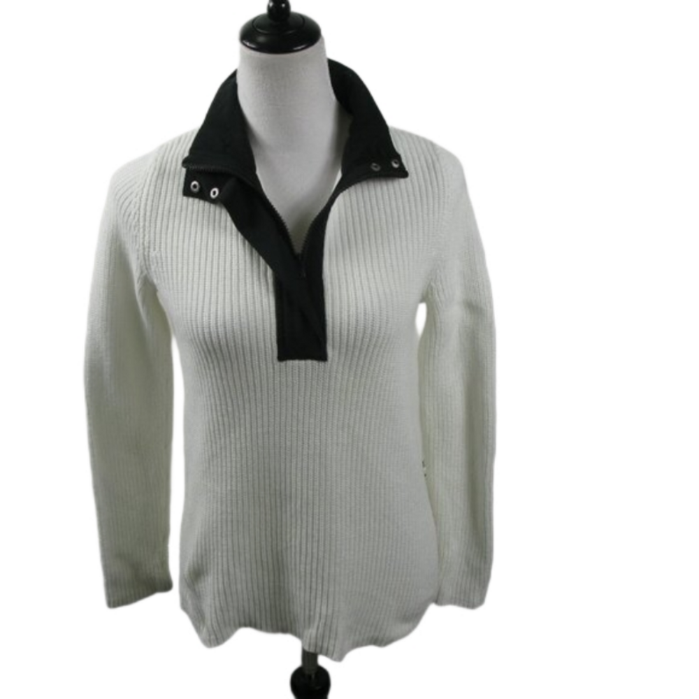 Zenergy by Chico's Cotton Sweater with Zip Front Collar Size 0 or Small
